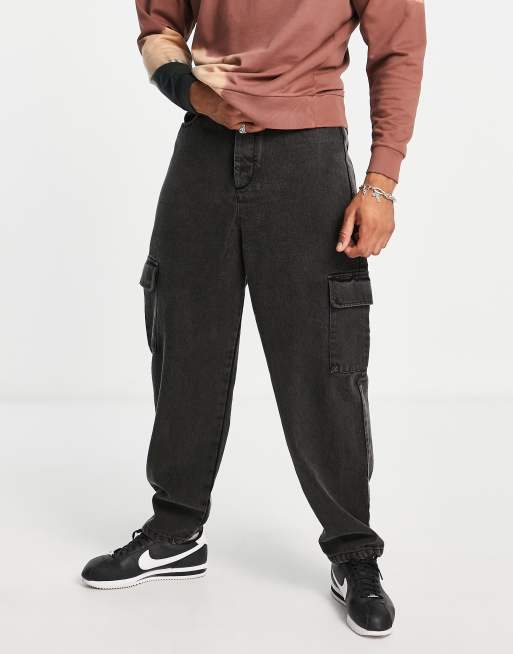 ASOS DESIGN – Cargohose in Schwarz mit weitem Schnitt und starker Vintage-Waschung, 2 von 4