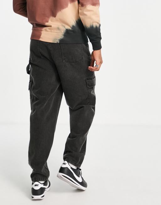 ASOS DESIGN – Cargohose in Schwarz mit weitem Schnitt und starker Vintage-Waschung, 4 von 4