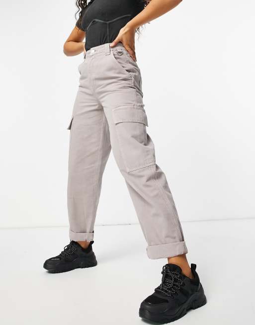 ASOS DESIGN – Cargohose mit Utility-Taschen in Heidegrau