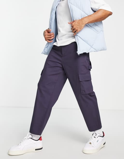 ASOS DESIGN – Cargohose mit weitem Bein, Marineblau