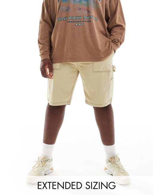 ASOS DESIGN - Cargoshort in beige met contrasterende stiksels