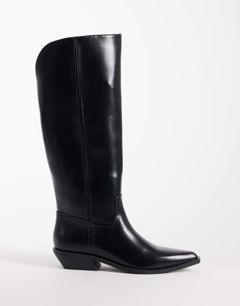 ASOS DESIGN Carina western knee boots in black - view 1