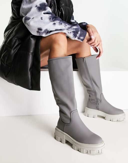 Gray clearance flat boots