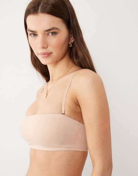 ASOS DESIGN Carla smoothing multiway bandeau bra with removable pads in beige - view 1