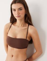 ASOS DESIGN Carla smoothing multiway bandeau bra with removable pads in chocolate