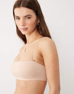 ASOS DESIGN Carla smoothing multiway strapless bra with removable pads in beige