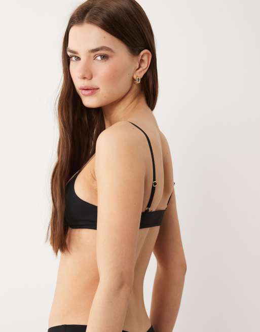 ASOS DESIGN Carla smoothing triangle bra in black, 2 of 4