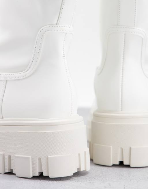 ASOS DESIGN – Carla – Vita, grova, platta boots med bred passform, 4 av 4