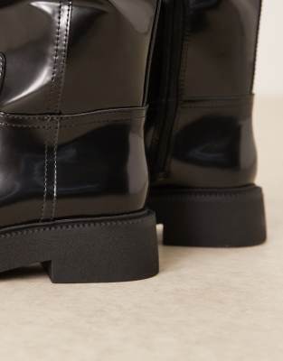 Asos Design Carlisle Clean Flat Riding Boots In Multi