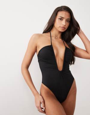 ASOS DESIGN Carlo U-wire multiway bandeau swimsuit in black