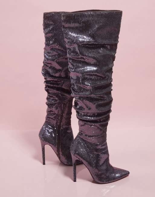 sequin tall boots