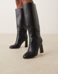 [ASOS DESIGN] ASOS DESIGN Carly block heel pull on knee boots in black 37 BLACK