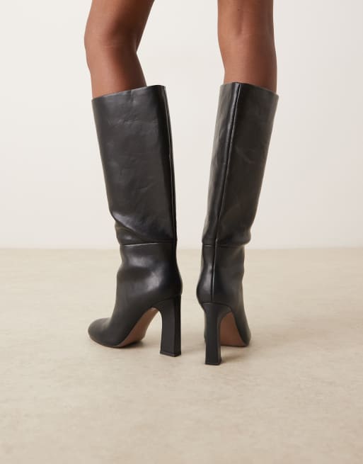 ASOS DESIGN Carly block heel pull on knee boots in black, 3 of 4
