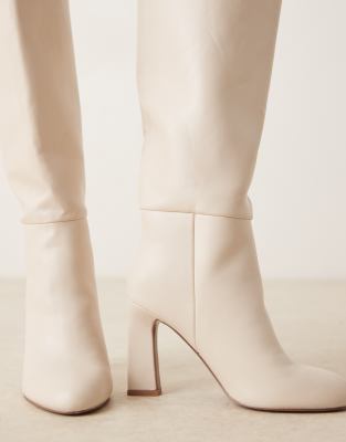Asos Design Carly Block Heel Pull-on Knee Boots In Multi