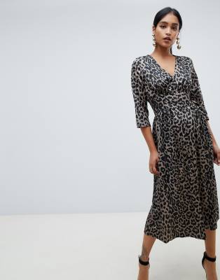leopard print satin maxi dress