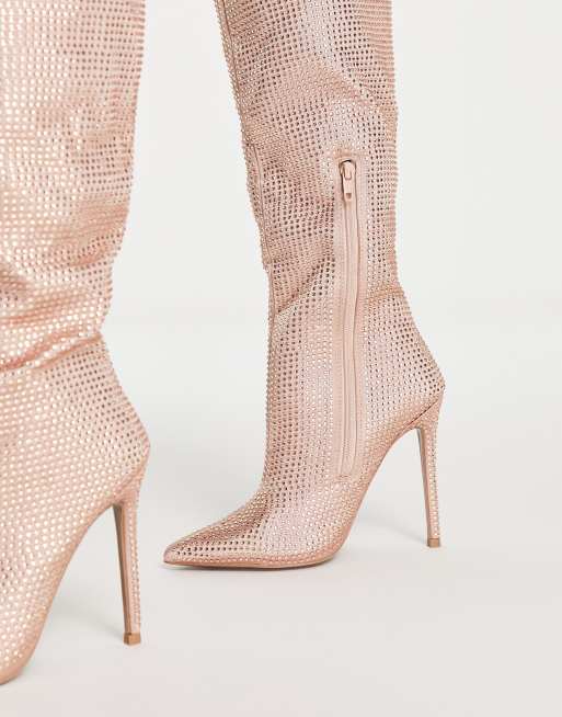 Rose gold peep outlet toe booties