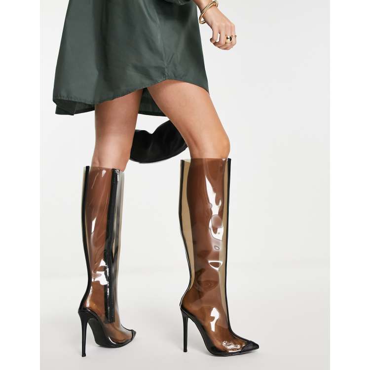 Transparent knee high clearance boots