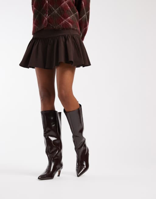 ASOS DESIGN - Carmel - Bottes à enfiler hauteur genou à petit talon - Bordeaux, 2 de 4