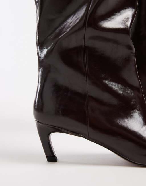 ASOS DESIGN - Carmel - Bottes à enfiler hauteur genou à petit talon - Bordeaux, 4 de 4