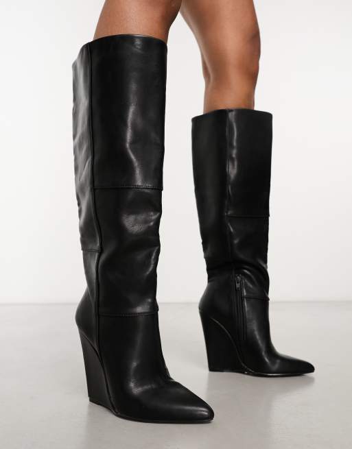 ASOS DESIGN Carmella Bottes talon compens Noir