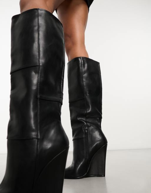 ASOS DESIGN Carmella Bottes talon compens Noir