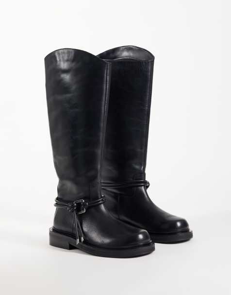 ASOS DESIGN Carmella real leather riding knee boots in black - view 1