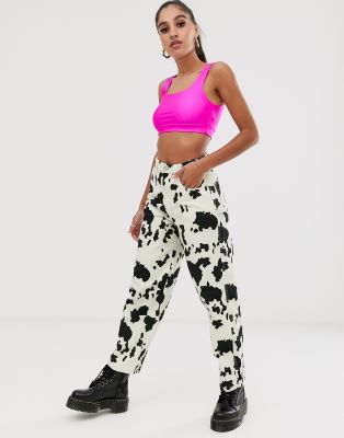 cow print mom jeans