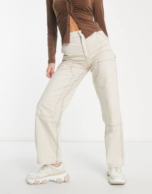 ASOS DESIGN carpenter cargo pants in ecru | ASOS