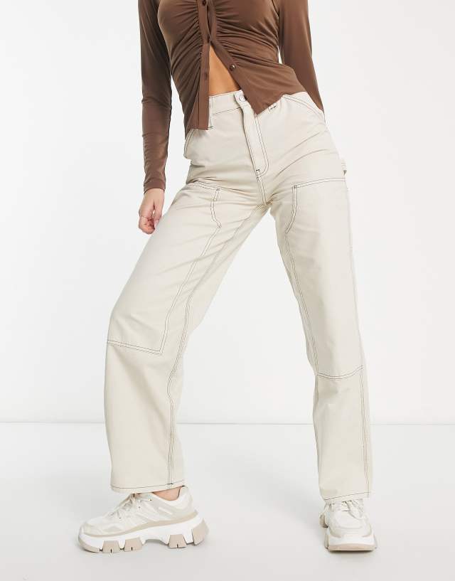 ASOS DESIGN carpenter cargo pants in ecru