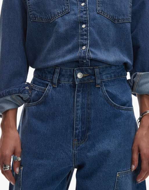 ASOS DESIGN carpenter detail barrel in mid wash, 5 of 5