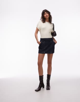 Asos Design Carpenter Detail Mini Skirt In Blue