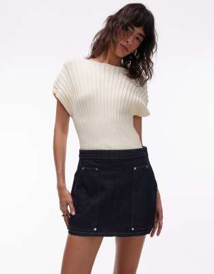 Asos Design Carpenter Detail Mini Skirt In Blue