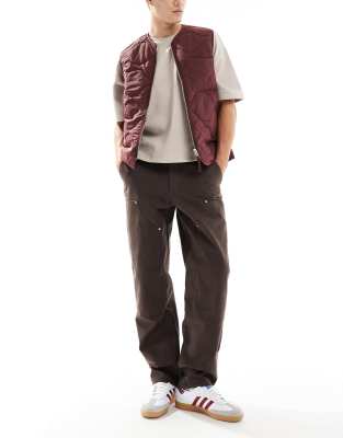 Asos Design Carpenter Pants In Brown With Rivet Detailing