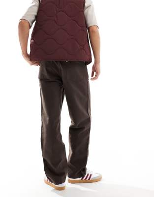 ASOS DESIGN carpenter pants in brown with rivet detailing | ASOS