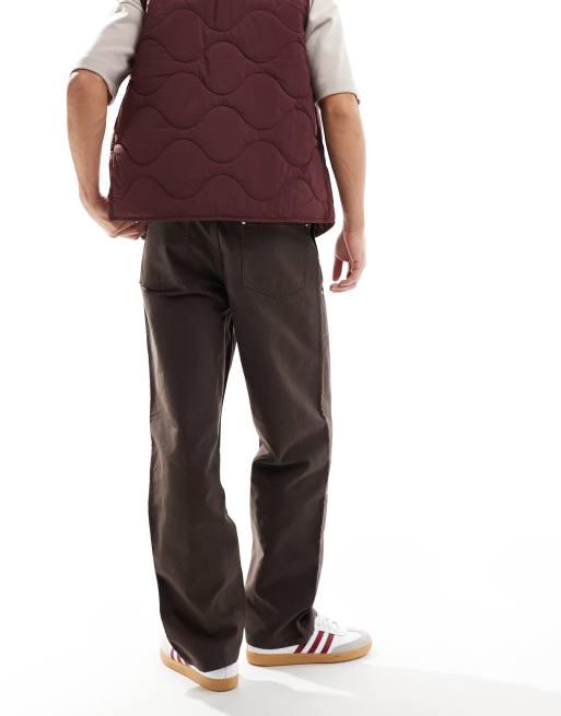 【COLOR iN ID】Pit rivet carpenter pants ASOS DESIGN carpenter pants in brown with rivet detailing | ASOS