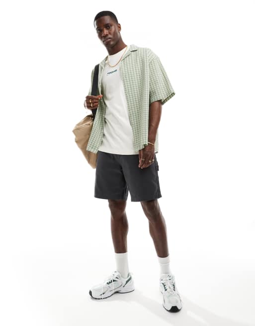 ASOS DESIGN carpenter shorts in charcoal gray