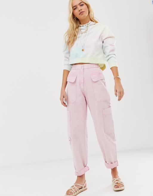 ASOS DESIGN carpenter trouser in acid wash pink | ASOS