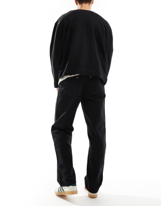 ASOS DESIGN carpenter pants with rivet detailing in black