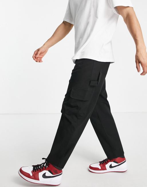 ASOS DESIGN carpenter wide-legged pants in black