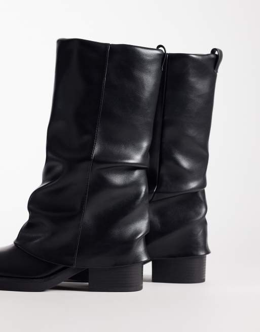 ASOS DESIGN – Carrie – Czarne luźne botki z wywijaną cholewką, 3 z 4