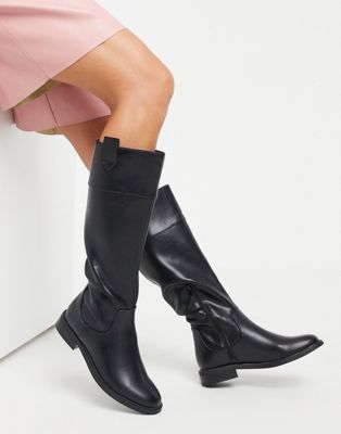 london rebel flat pull on over the knee boot