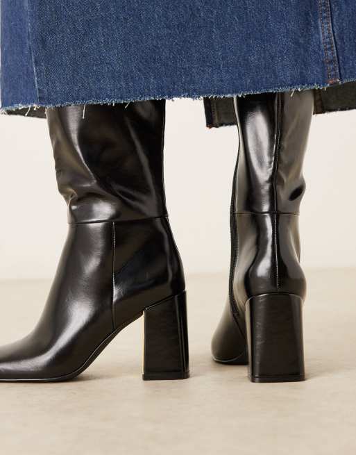 ASOS DESIGN – Carrington – Kniehohe Stiefel in Schwarz mit Absatz und Metallplatte, 4 von 4