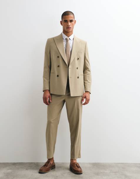 ASOS DESIGN Carrot-Fit-Anzughose in Stone - view 1