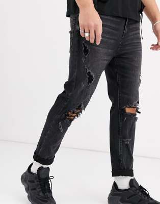 ripped carrot fit jeans