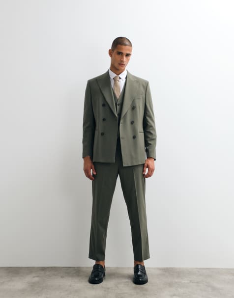 ASOS DESIGN carrot fit kostymbyxor i olivgrönt - view 1