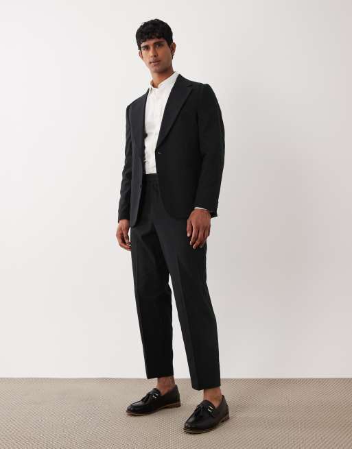 ASOS DESIGN - Slim-fit pak van getextureerde slubstof in zwart, 3 van 3
