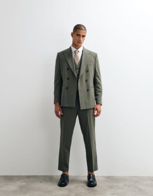 Брюки от костюма ASOS DESIGN carrot fit оливкового цвета olive