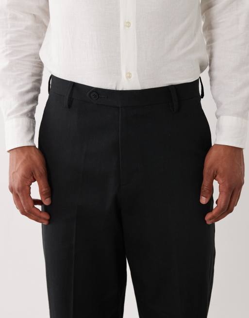 ASOS DESIGN carrot fit suit trousers in black slub texture, 4 of 5
