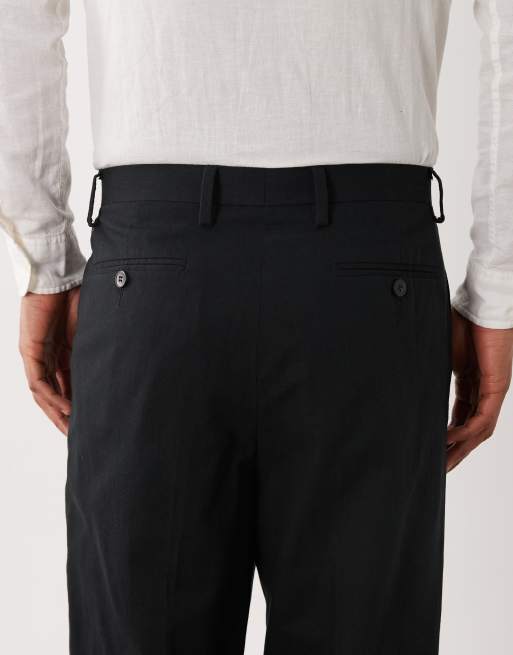 ASOS DESIGN carrot fit suit trousers in black slub texture, 5 of 5