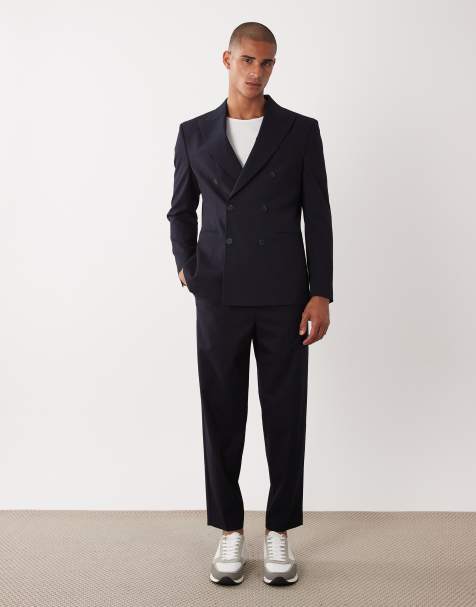 ASOS DESIGN carrot fit suit trousers in navy - view 1